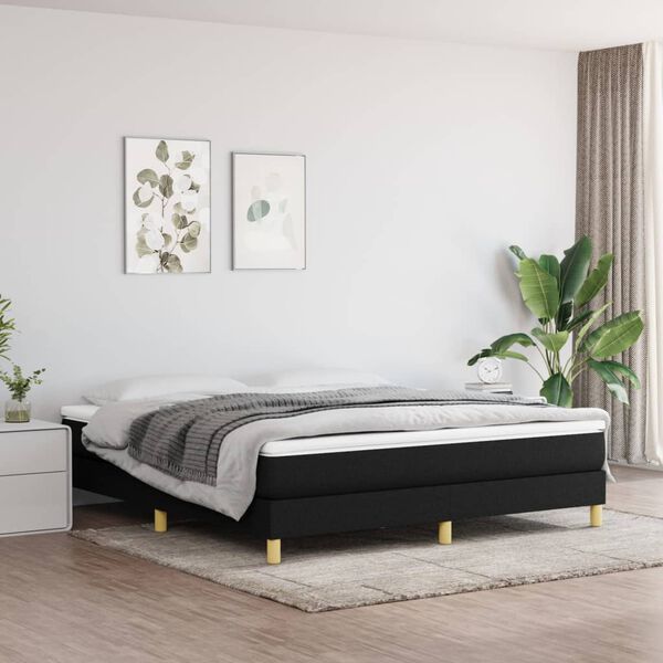 vidaXL Cadre de lit noir 180x200 cm tissu