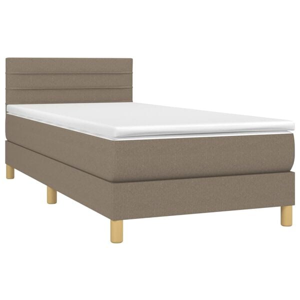 vidaXL Sommier &agrave; lattes de lit avec matelas Taupe 80x200 cm Tissu