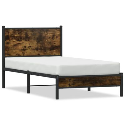 vidaXL Cadre de lit en métal sans matelas chêne fumé 90x200 cm