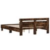 vidaXL Cadre de lit avec LED sans matelas ch&ecirc;ne fum&eacute; 140x190 cm