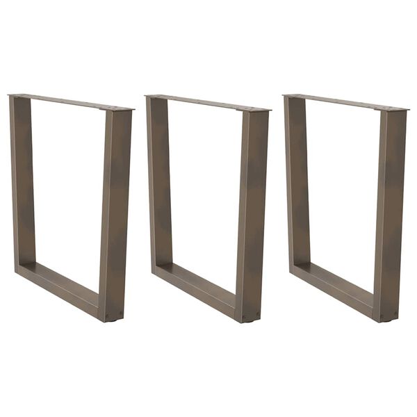 vidaXL Pieds de table &agrave; manger en forme de V 3 pi&egrave;ces Acier naturel 80 x (72-73,3) cm Acier