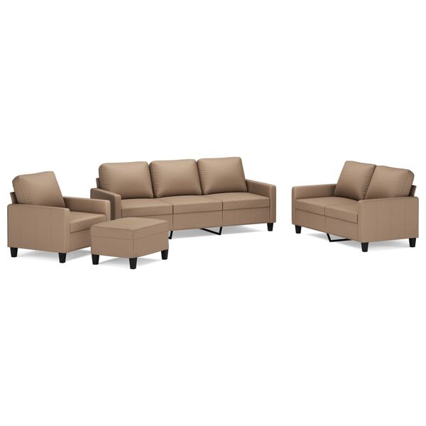 vidaXL Ensemble de canap&eacute;s 4 pcs avec coussins Cappuccino Similicuir