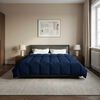 vidaXL Duvet d'hiver Matelass&eacute; Bleu fonc&eacute; 200 x 200 cm Microfibre