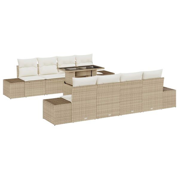 vidaXL Ensemble de Canap&eacute;s avec coussin 7 pcs Beige et cr&egrave;me polyrotin