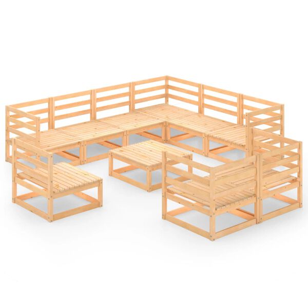 vidaXL Salon de jardin 10 pcs bois de pin massif