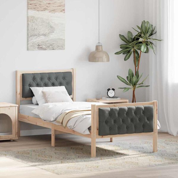 vidaXL Cadre de lit avec t&ecirc;te de lit Gris fonc&eacute; 80 x 200 cm Pin massif