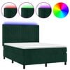 vidaXL Sommier &agrave; lattes de lit matelas et LED Vert fonc&eacute; 140x190 cm
