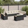 vidaXL Salon de jardin 12 pcs avec coussins noir r&eacute;sine tress&eacute;e