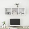 vidaXL Meuble TV mural Blanc brillant 37x37x107 cm Bois d&rsquo;ing&eacute;nierie