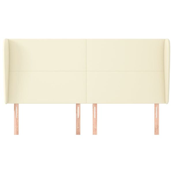 vidaXL T&ecirc;te de lit avec oreilles Cr&egrave;me 163x23x118/128 cm Similicuir