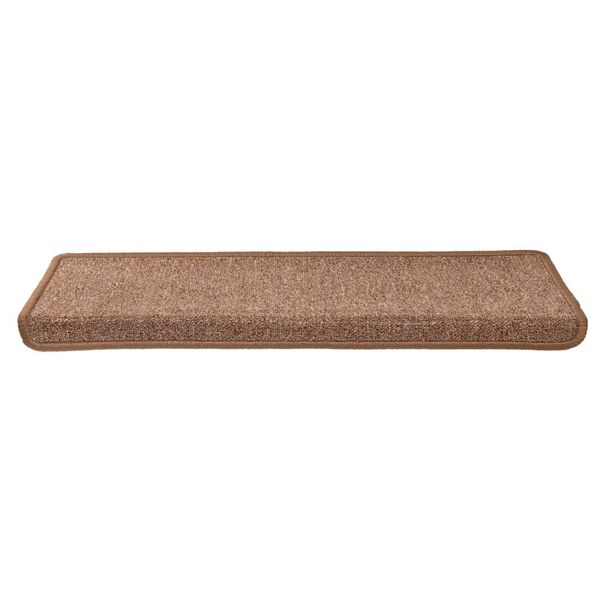 vidaXL Tapis d'escalier 15 pi&egrave;ces 65 x 21 x 4 cm Marron Bord rectangulaire