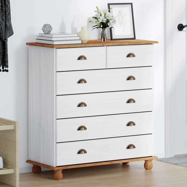 vidaXL Commode ASKIM Blanc 91 x 40 x 95,5 cm Bois de pin massif