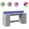 vidaXL Bureau et lumi&egrave;res LED gris b&eacute;ton 160x55x91cm bois d'ing&eacute;nierie