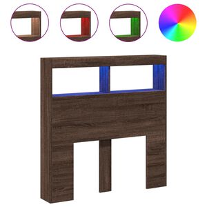vidaXL Armoire t&ecirc;te de lit avec LED ch&ecirc;ne marron 100x17x102 cm