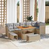 vidaXL Ensemble de canap&eacute; de jardin 9 pcs Beige polyrotin