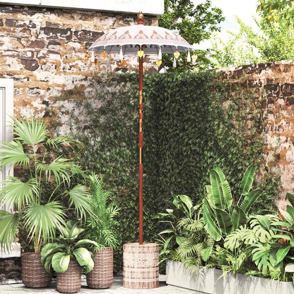 vidaXL Parasol balinais avec base Cr&egrave;me 95 x 95 x 260 cm