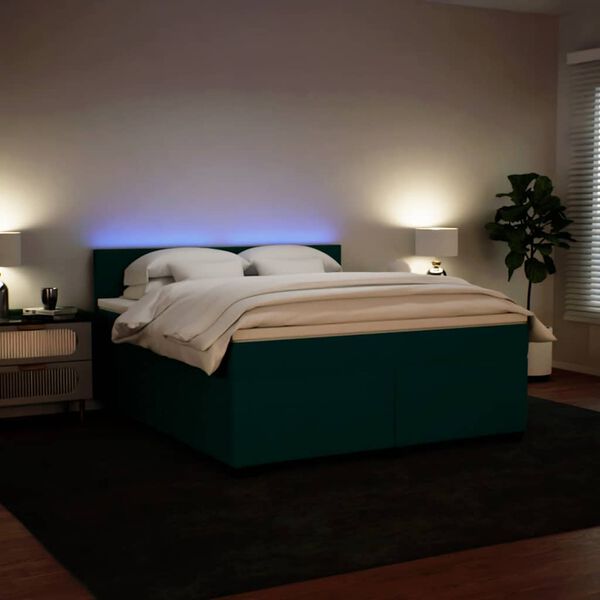 vidaXL Sommier &agrave; lattes de lit et matelas Vert fonc&eacute; 180x200cm Velours
