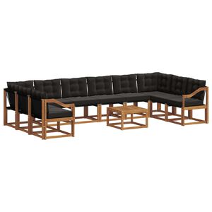 vidaXL Ensemble de canap&eacute;s d'ext&eacute;rieur 11 pcs Naturel et Noir