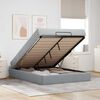 vidaXL Cadre de lit avec matelas avec matelas 2 pcs Gris clair tissu