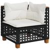 vidaXL Canap&eacute; d'angle de jardin avec coussins noir r&eacute;sine tress&eacute;e