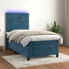 vidaXL Sommier &agrave; lattes de lit avec matelas et LED Bleu fonc&eacute; 80x200cm