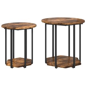 vidaXL Ensemble de tables d'appoint 2 pc Marron 50 x 50 x 50,5 cm