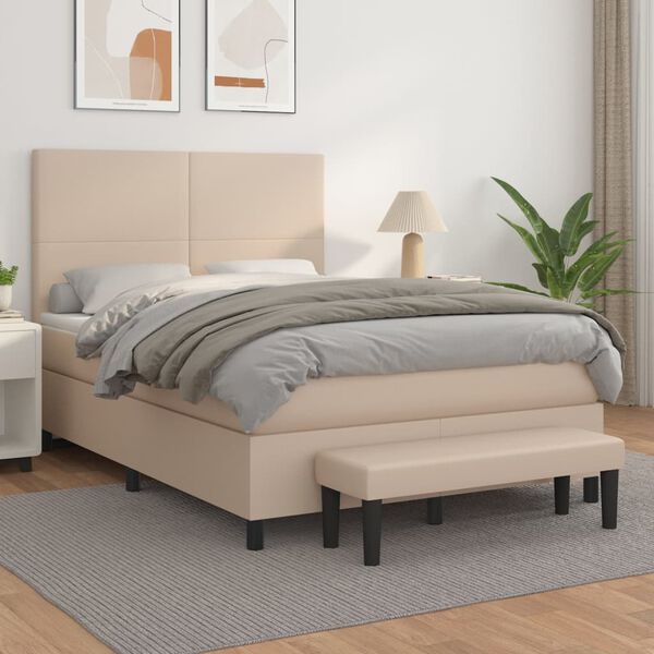 vidaXL Sommier &agrave; lattes de lit avec matelas Cappuccino 140x190 cm