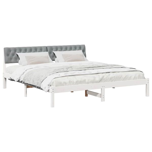 vidaXL Cadre de lit avec t&ecirc;te de lit Blanc et gris clair 180 x 200 cm