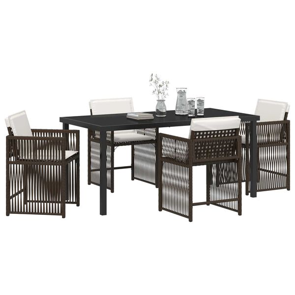vidaXL Ensemble de salle &agrave; manger pour jardin 5 pcs Marron polyrotin