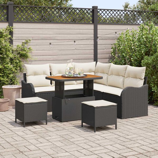 vidaXL Ensemble de canap&eacute; de jardin 8 pcs Noir polyrotin