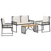 vidaXL Ensemble de meubles d'ext&eacute;rieur 4 pcs Noir et blanc cr&egrave;me