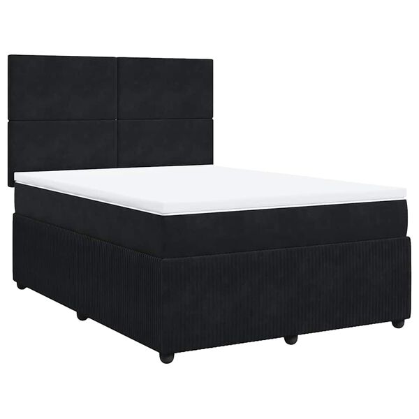 vidaXL Sommier &agrave; lattes de lit avec matelas Noir 140x200 cm Velours
