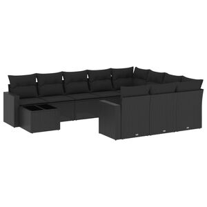 vidaXL Salon de jardin 11 pcs avec coussins noir r&eacute;sine tress&eacute;e