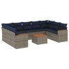 vidaXL Ensemble de canap&eacute; de jardin 10 pcs avec coussins gris r&eacute;sine tress&eacute;e