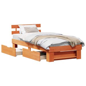 vidaXL Cadre de lit avec t&ecirc;te de lit Brun cire 100 x 200 cm Pin massif
