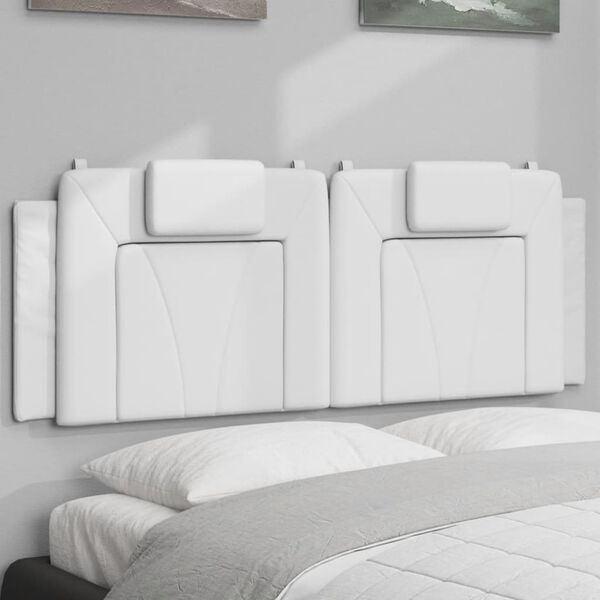 vidaXL Coussin de t&ecirc;te de lit Viana blanc 152 cm similicuir
