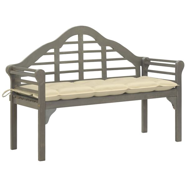 vidaXL Banc de jardin avec coussin 135 cm Bois d'acacia massif Gris
