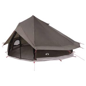 vidaXL Tente Tipi 18 personne Marron Gris Polyester et Acier