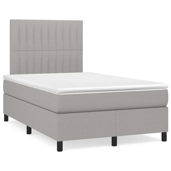 vidaXL Sommier &agrave; lattes de lit avec matelas Gris clair 120x200cm Tissu