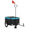 vidaXL Remorque de v&eacute;lo noir et bleu 45 kg fer