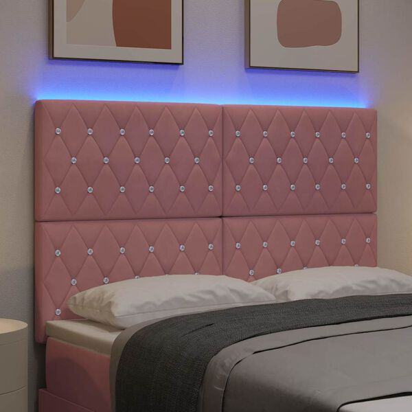 vidaXL T&ecirc;te de lit LED avec des lumi&egrave;res &agrave; LED Rose 144 cm Polyester