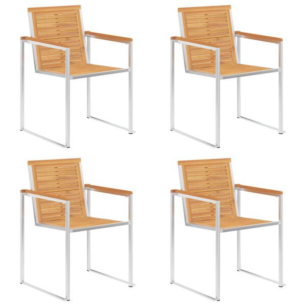 vidaXL Chaises de jardin lot de 4 avec coussins Bois de teck massif