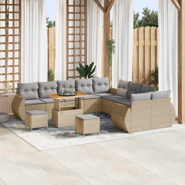 vidaXL Ensemble de canap&eacute; de jardin 13 pcs beige et gris clair