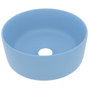 vidaXL Lavabo rond de luxe Bleu clair mat 40x15 cm C&eacute;ramique
