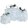 vidaXL Bo&icirc;tes-cadeaux de No&euml;l d&eacute;coratives 3 pcs Ext&eacute;rieur Int&eacute;rieur