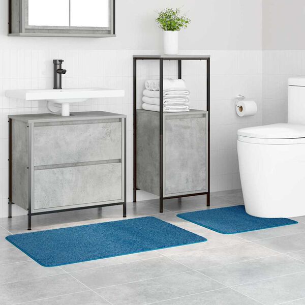 vidaXL Ensemble de tapis de bain antid&eacute;rapants 2 pcs Bleu PP