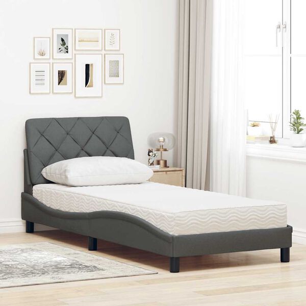 vidaXL Lit avec matelas gris fonc&eacute; 80x200 cm tissu