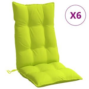 vidaXL Coussins de chaise &agrave; dossier haut lot de 6 vert vif