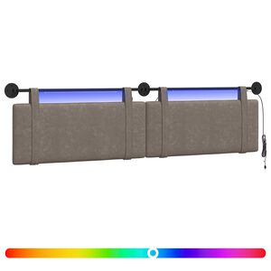 vidaXL T&ecirc;te de lit suspendue Avec lumi&egrave;re LED Gris PU antique