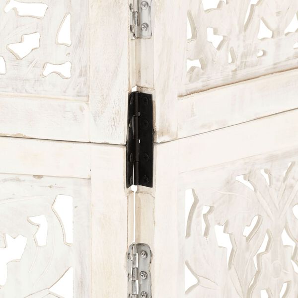 vidaXL Cloison de séparation 3 panneaux Blanc 120x165 cm Bois manguier